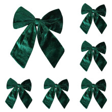 Ensemble de 6 décorations de Noël en velours avec nœud papillon, 14 x 13 pouces