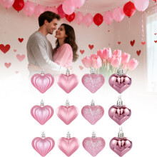 Decorazioni a forma di cuore glitterate per San Valentino, 12 pezzi, 4,5 cm