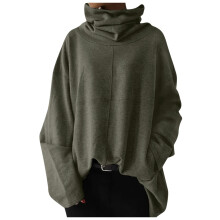 Felpa da donna casual a collo alto tinta unita con tasca, verde, taglia S