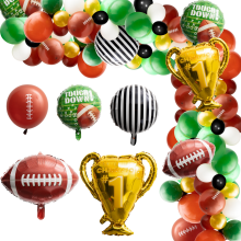 Guirlande de ballons de rugby décorative multicolore en latex, 129 pièces