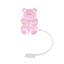 Embout de paille en silicone en forme d'ours en acrylique, 8 mm, pour gobelet.