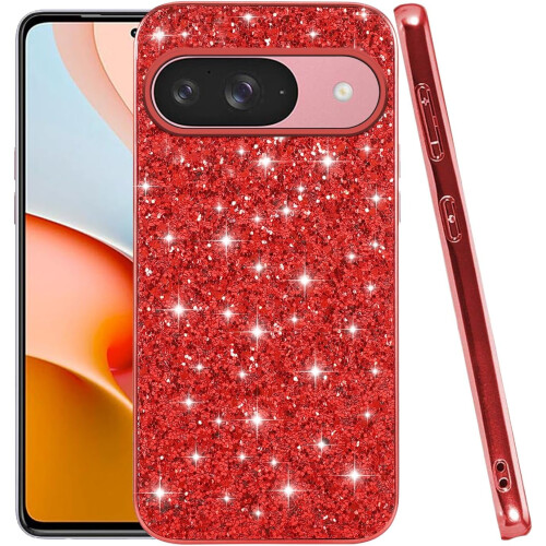 Θήκη Glitter με αντικραδασμική προστασία για Google Pixel9Red TPU/PC