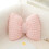 Faux Suede Bow Throw Pillow Pink Standard Size 1