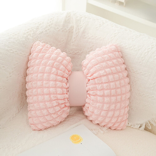 Faux Suede Bow Throw Pillow Pink Standard Size