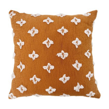 Coussin décoratif en coton à motif de feuilles et de fleurs, 45 x 45 cm