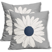 Housses de coussin Ă marguerites bleu marine et blanches, 45 x 45 cm (lot de 2)