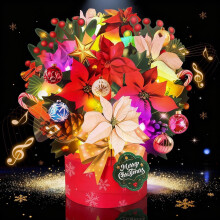 Carte de Noël avec musique et lumières, 33 cm, 3D pop-up
