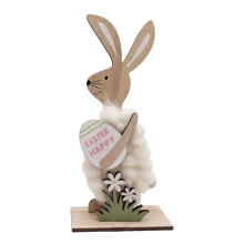 Osterhase als Tischdekoration aus Holz, 23 cm, weiß, 56 x 26,5 cm
