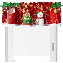 Cantonnière de cuisine sapin de Noël et bonhomme de neige, 54 x 18 pouces, tringle