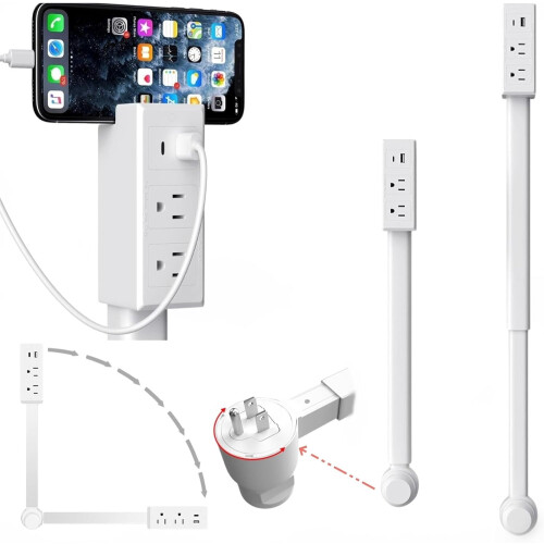 Uttagsförlängare USB-A/USB-C2AC 180 roterande