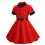Mädchen Herbstkleid, einfarbig, langärmelig, tailliert, rot, Größe M 1