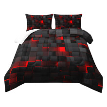 Geometric Red Black Comforter Set Full Size