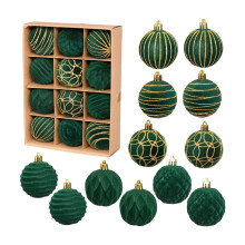 Décorations de Noël incassables floquées pour sapin (lot de 12)
