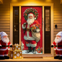 Schneemann-Weihnachtsmann-Türdekoration 35 x 79 Zoll