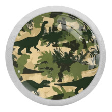 Kastknoppen met dinosaurusboomcamouflageprint en glow-in-the-dark kristalglas