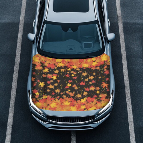 Polyester Car Hood Cover Maple Leaf Print Waterproof