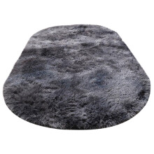 Tapis ovale duveteux gris Ă poils longs pour chambre Ă coucher, 80 x 120 cm
