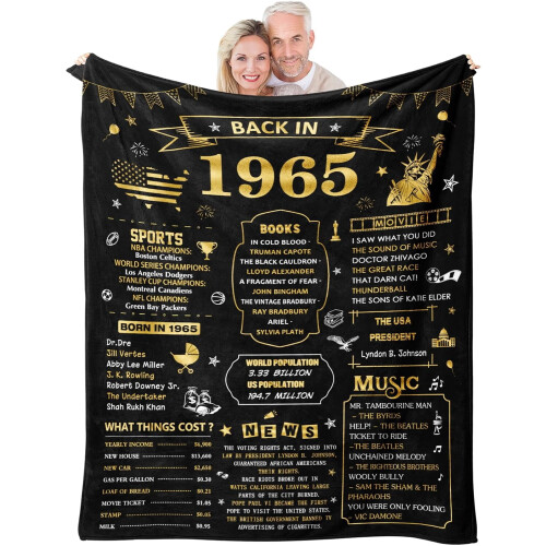 Coperta per il 60 compleanno, 60x50 pollici, per uomo e donna