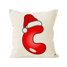 Kerstkussenhoes van linnen met print, 26 letters