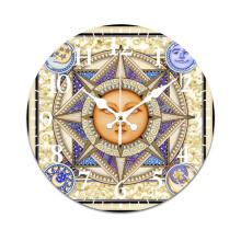 Horloge murale silencieuse, style bohème, à piles, motif soleil