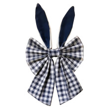 Easter Bunny Ears Wreath Bow Rustic Buffalo Plaid Navy
