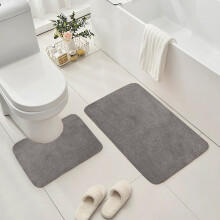 Ensemble de tapis de bain antidérapants gris uni 2 pièces
