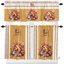 Ensemble de rideaux de cuisine automne Thanksgiving à œillets 91 cm (36 pouces)