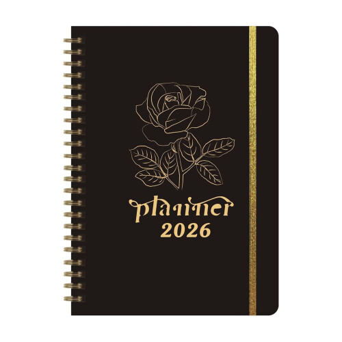Spiral Notebook A5 Hardcover Lined 120 Pages Black