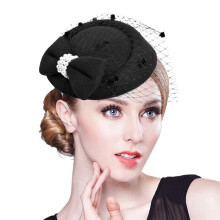 Chapeau bibi pour femme avec bandeau à nœud en dentelle noire