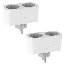 2X TUYA Wifi Dual Plug 16A 2-in-1 Socket Outlet Home Timing APP Voice Control Work CLY809M EU Plug