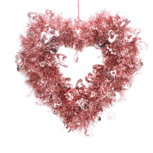 Couronne de Saint-Valentin avec cœurs en guirlande rose, 42 cm (16,54 pouces)
