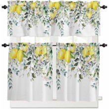 Sage Green Eucalyptus Kitchen Curtains Set Rod Pocket 36