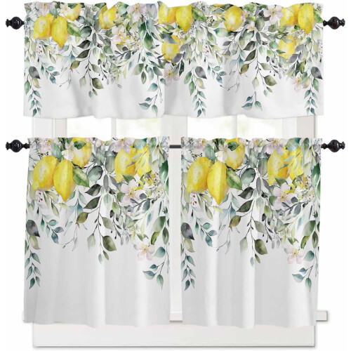 Sage Green Eucalyptus Kitchen Curtains Set Rod Pocket 36