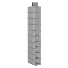Étagère à chaussures en tissu non tissé, 10 poches, grise, 15 cm