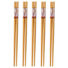 Baguettes en bambou réutilisables, 5 paires, naturelles et classiques
