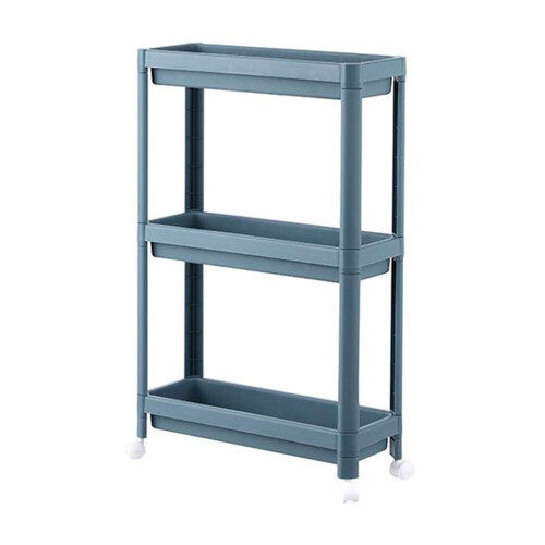 Slim Rolling Storage Cart Navy 3-Tier Plastic