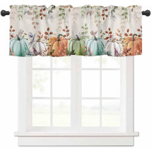 Sage Green Pumpkin Valance Thanksgiving Eucalyptus Curtains