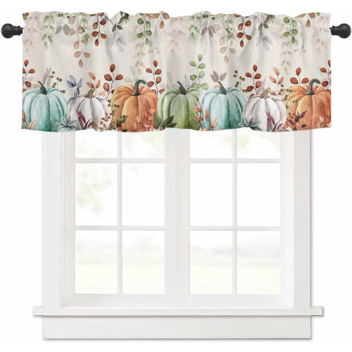 Sage Green Pumpkin Valance Thanksgiving Eucalyptus Curtains