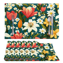 Set de 6 sets de table en polyester antidérapants, résistants à la chaleur et aux taches