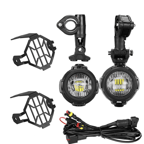 Motorcycle LED Fog Light Guards with Wiring Harness 2 pcs