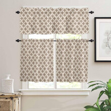 Brown Kitchen Curtains Set with Valances 24 inch