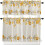 Botanical Kitchen Curtains Grey Yellow Farmhouse Tier 1