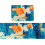 Turquoise Teal Abstract Kitchen Rug Set Blue Orange Runner 1