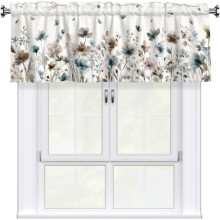 Poppy Floral Valance Brown Grey 54x18 Inch Farmhouse