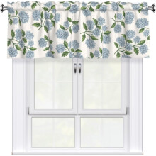 Blue Hydrangea Valance 54x18 inch Farmhouse Floral Curtain