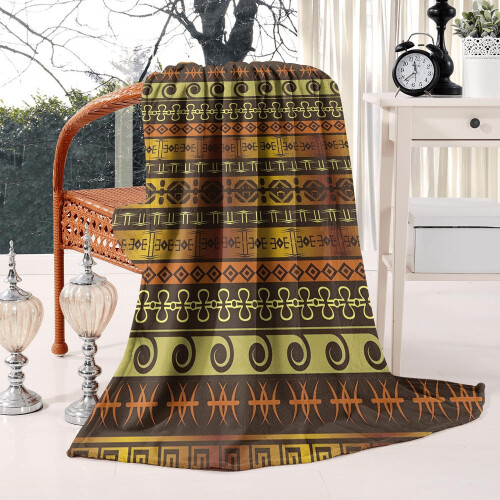 Flannel Boho Striped Quilted Throw Blanket 50x60 in