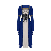Gothic-Bustierkleid für Damen mit eckigem Ausschnitt, langen Ärmeln und Spitze