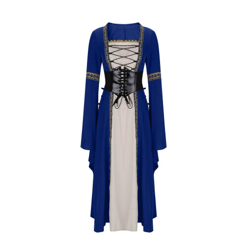 Abito bustier gotico da donna con scollo quadrato e maniche lunghe in pizzo