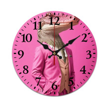 Horloge murale silencieuse Ă motif crocodile rose, 30 cm (12 pouces)