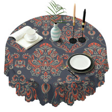 Nappe ronde vintage à motifs cachemire et floraux, 152 cm de diamètre